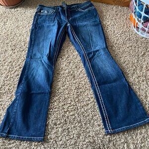 Paisley Sky Dark Blue Flare Jeans